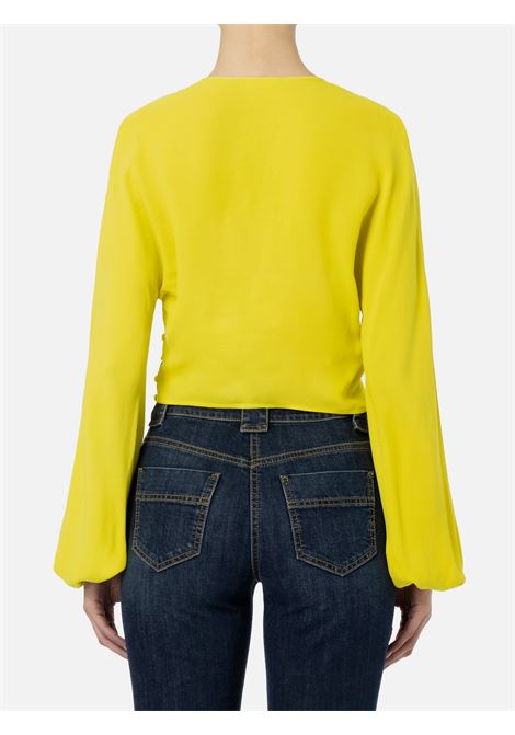 Blusa cropped in georgette di viscosa con nodo Elisabetta Franchi ELISABETTA FRANCHI | Camicie | CA05142E2271